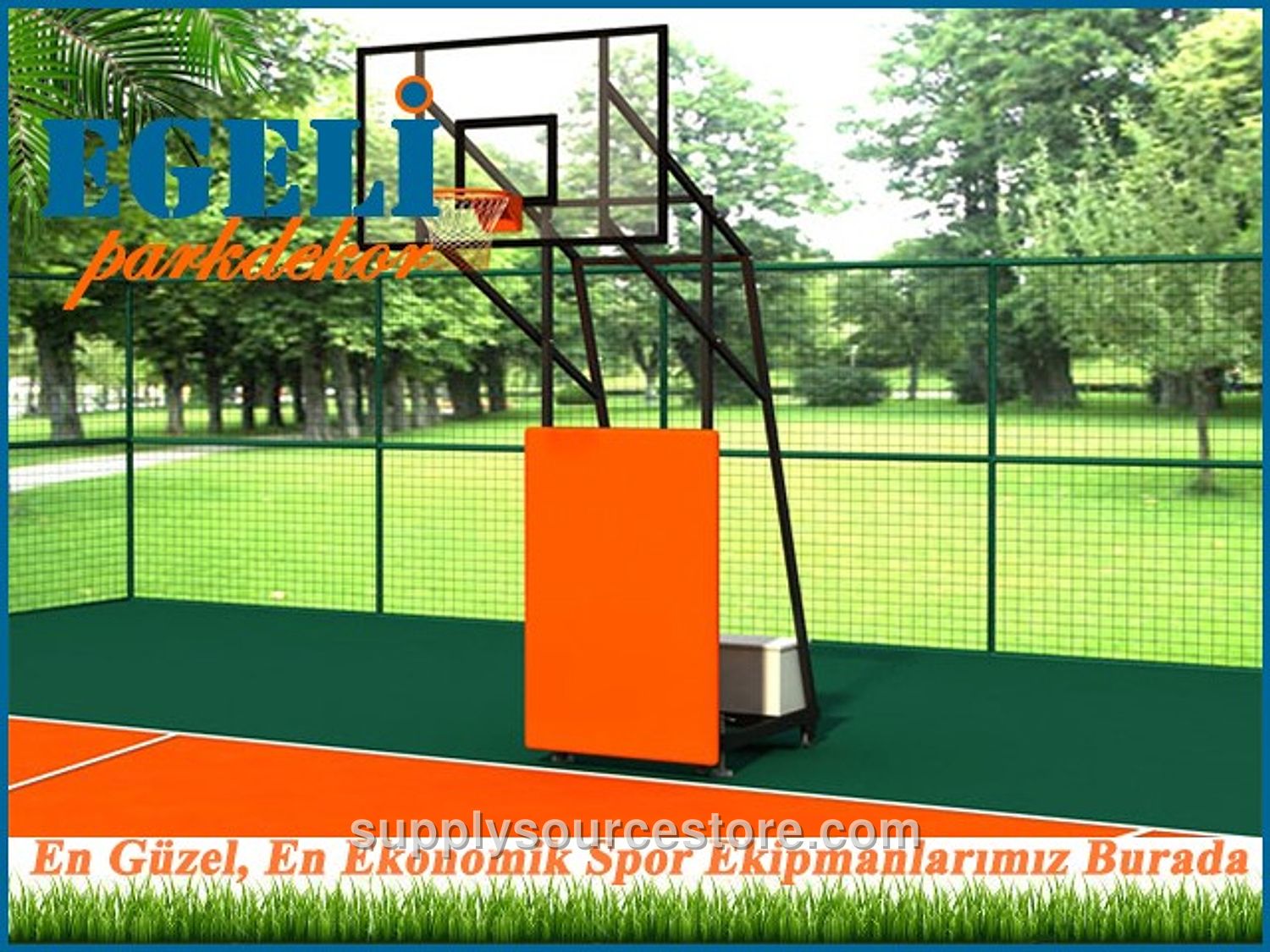09 – Basketball Hoop (Four Leg Glass Panel Portable)-60297