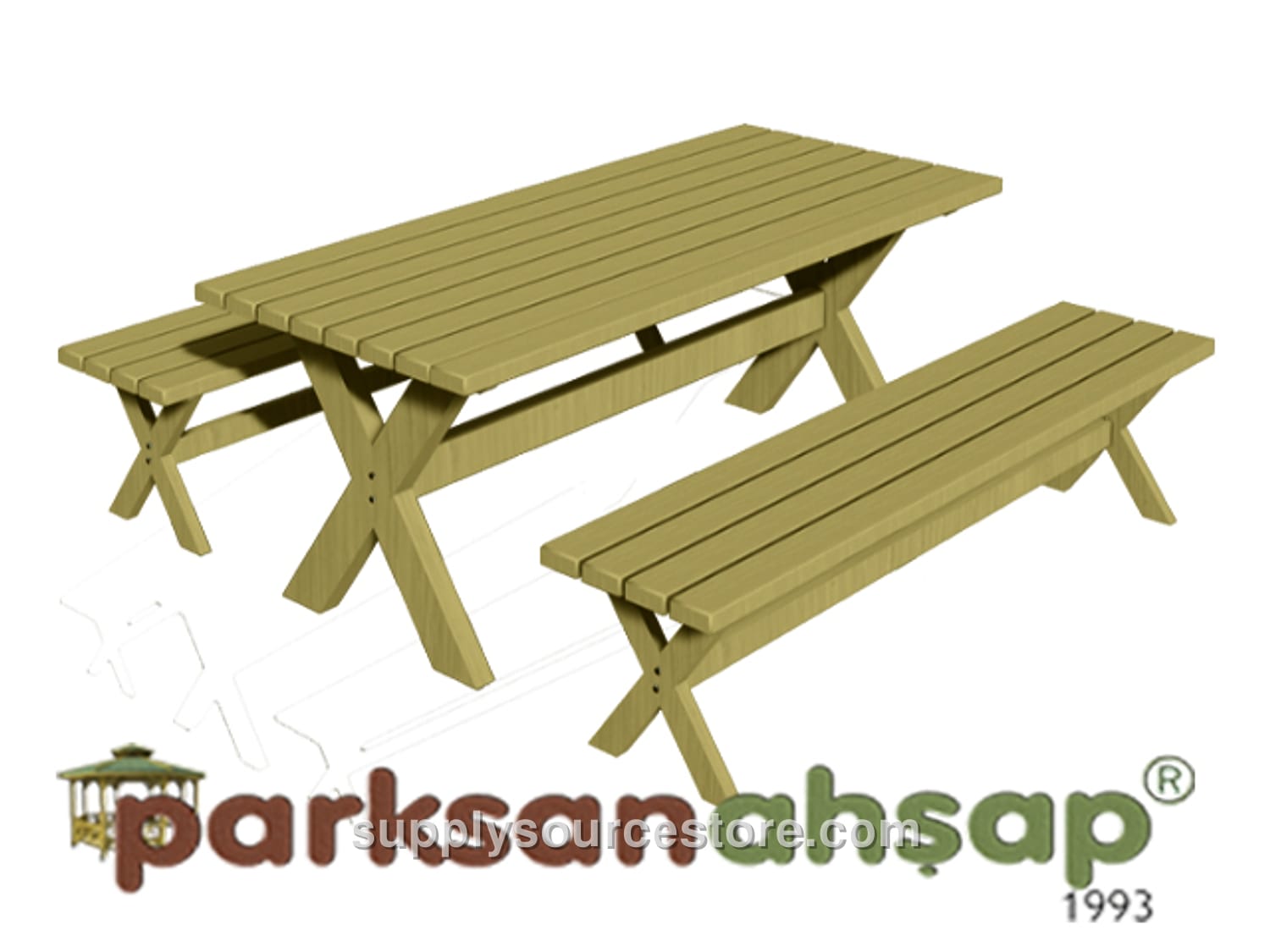Wood – Wooden Garden Seating Set 180(L) x 160(W) x 75(H)