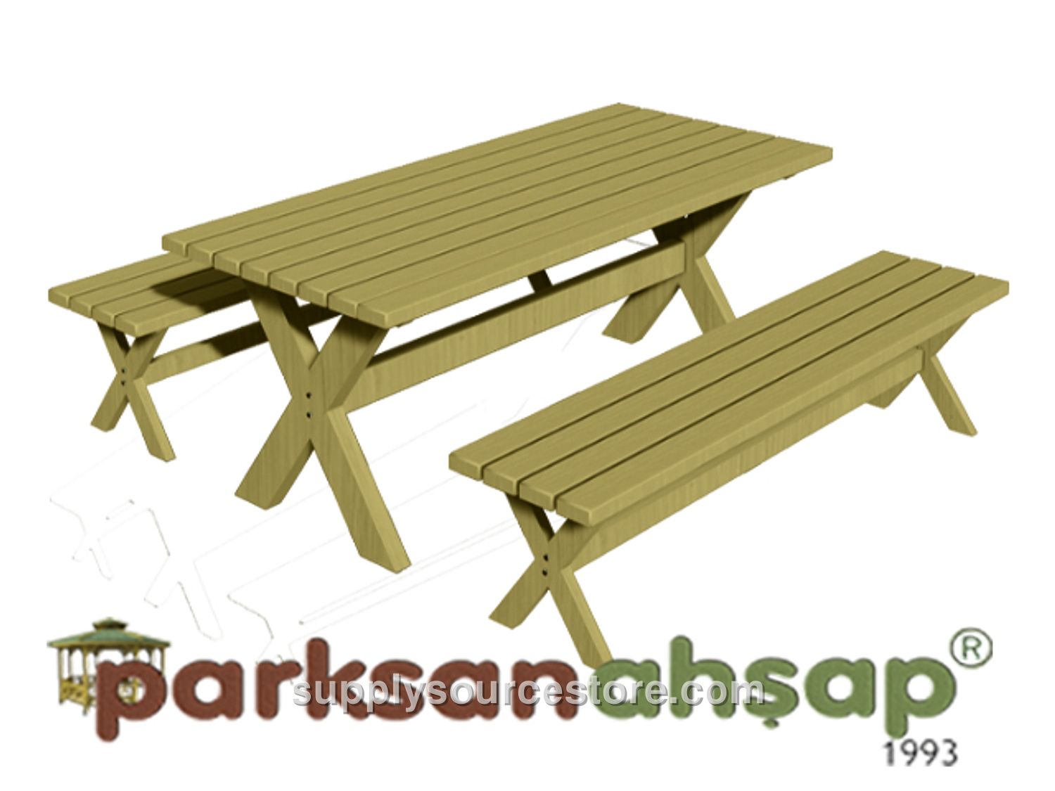 Wooden Seating Group 180L x 160W x 75H