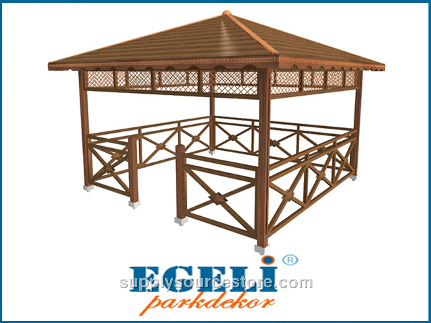 Egel Park 70134 – Wooden Picnic Gazebo Square 400(L)x400(W)x300(H)