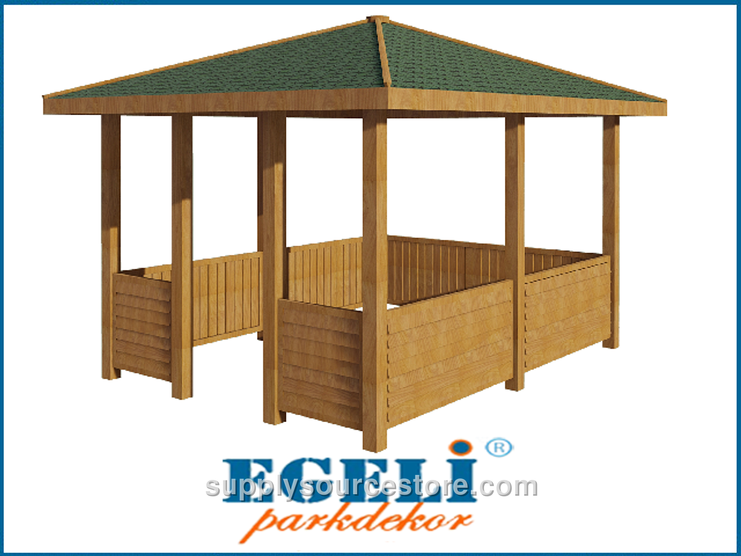 Wooden Rectangular Gazebo 300x400x300 (L*W*H)