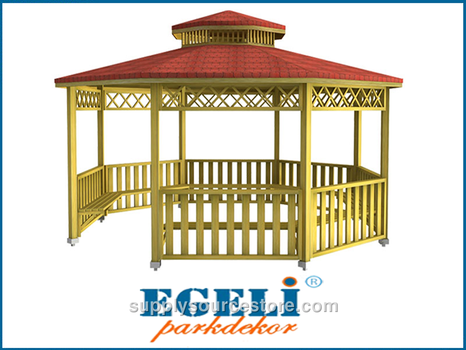 Wooden Octagonal Picnic Gazebo 500x500x330 (L×W×H)