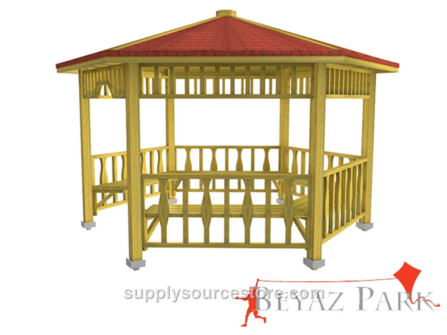 Wooden Hexagonal Gazebo 300x300x290 (L*W*H) · SS-012337