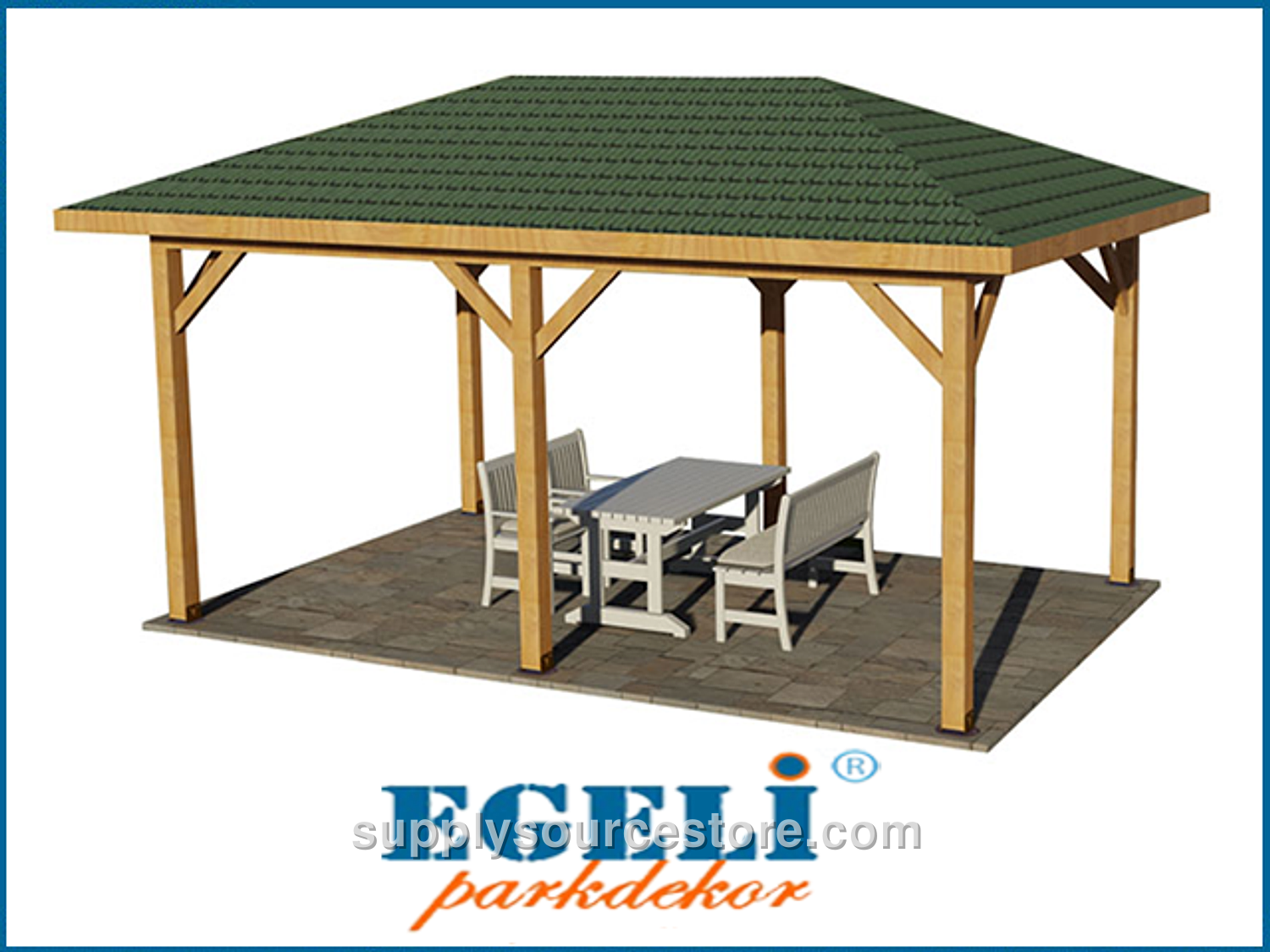 Wooden Rectangular Gazebo 300x500x330 (L*W*H)