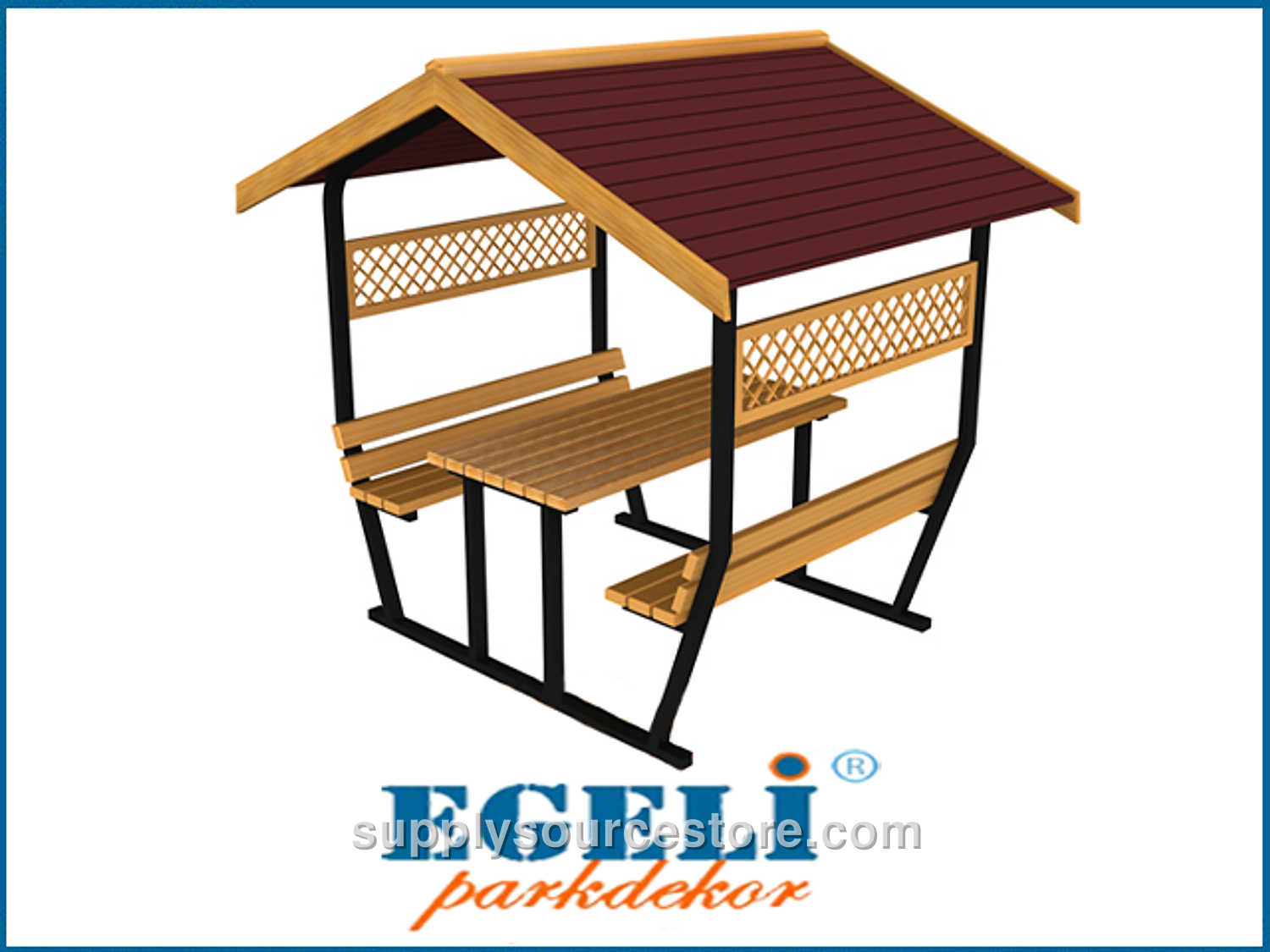 Covered Picnic Table (Metal) 295(L) x 180(W) x 282(H)
