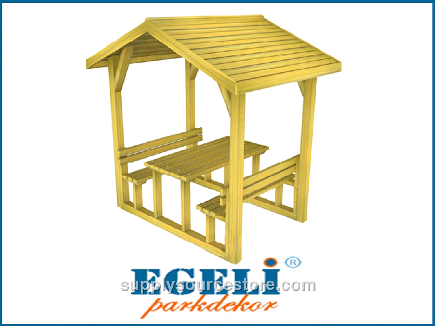 Covered Picnic Table (Wood) 210(L)x195(W)x250(H) · SS-012392