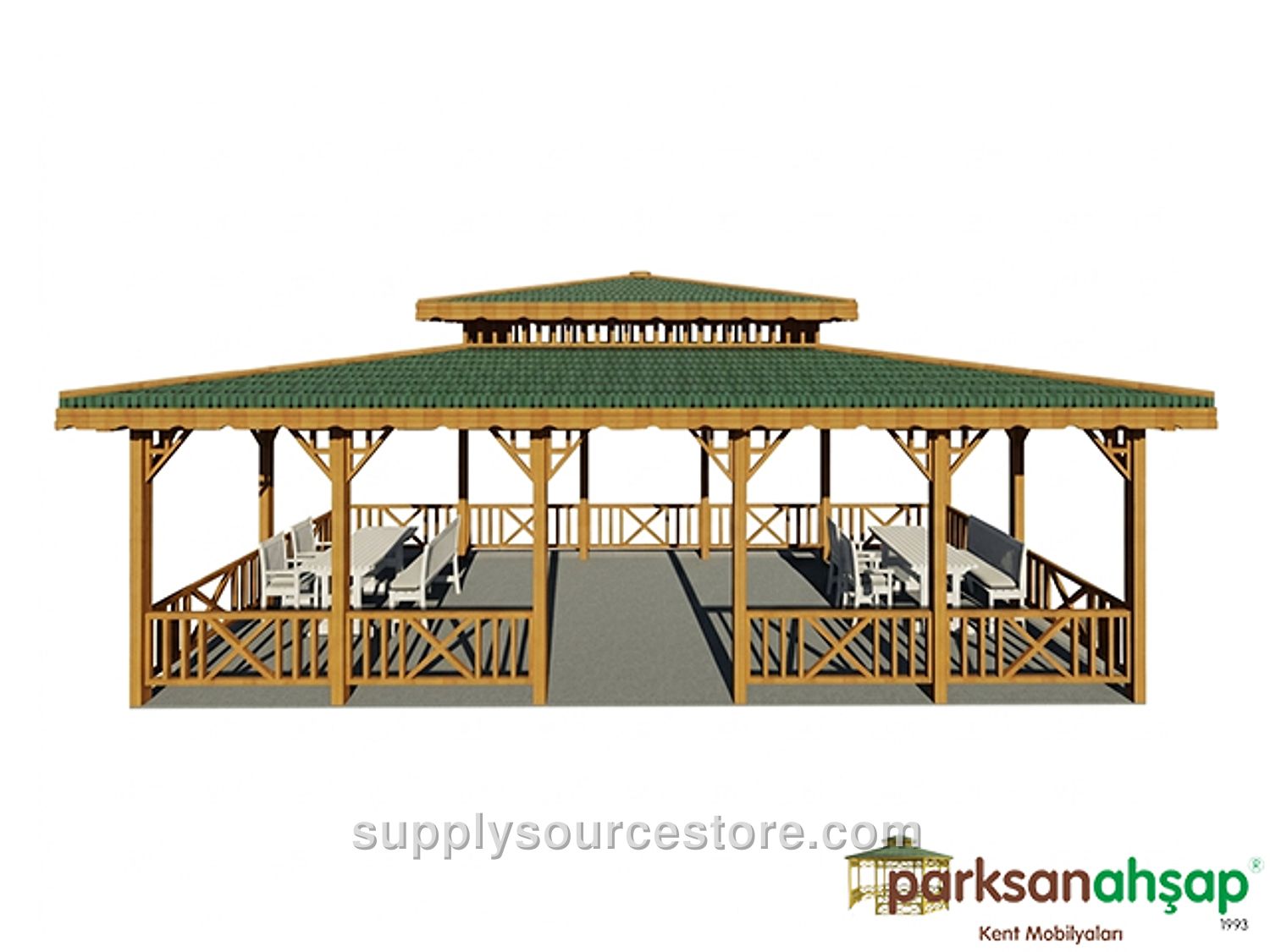 Wooden Gazebo Rectangular 400(L) x 1000(W) x 330(H)