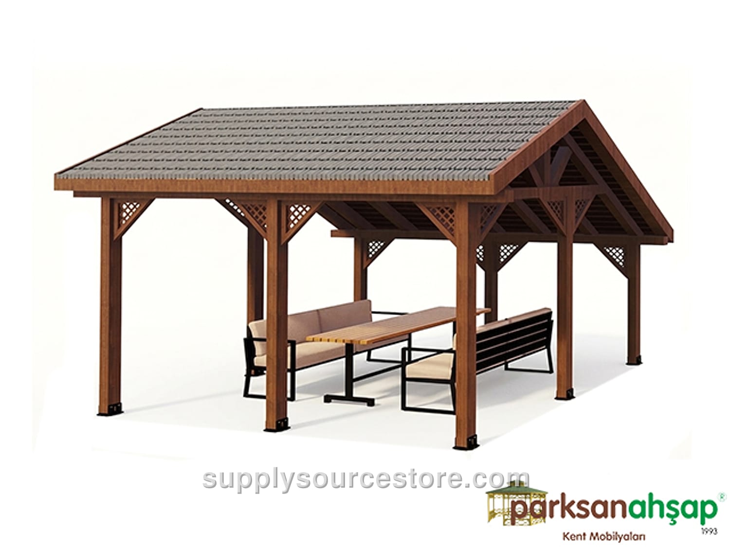 Wooden Rectangular Gazebo 300×400×330 (L×W×H) · SS-012409