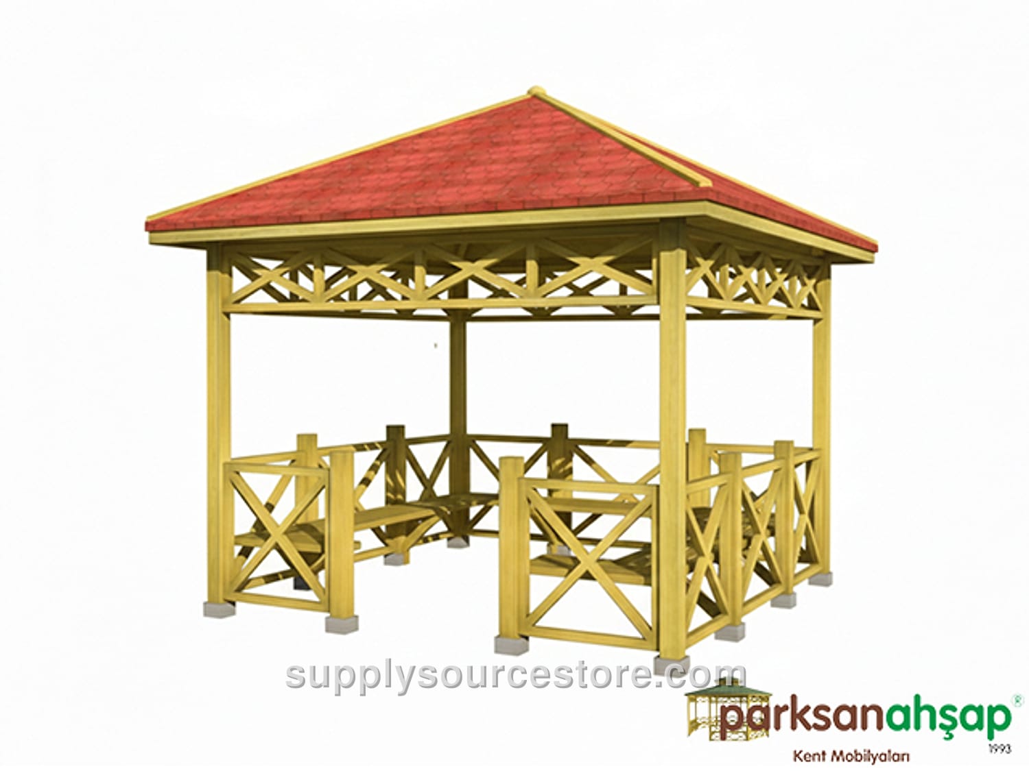 Wooden Gazebo Pavilion 300x300x290 (L×W×H)