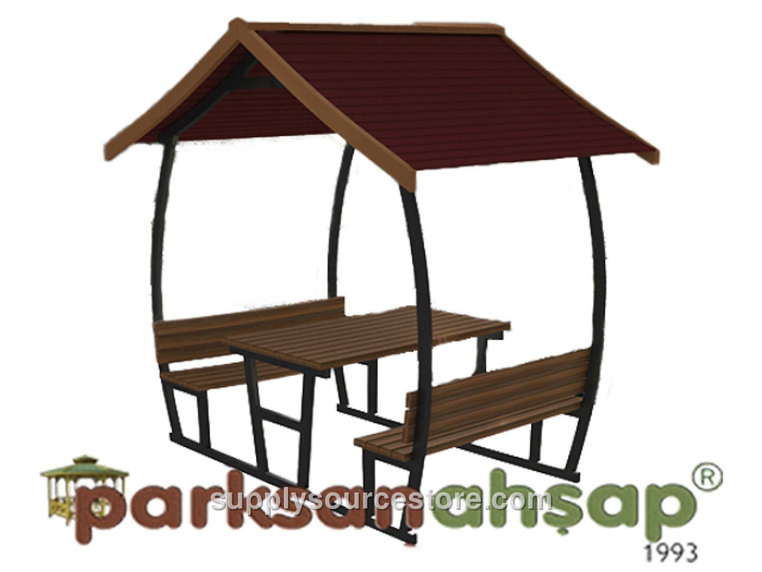 Wooden Roofed Picnic Table (Metal) 255(L) x 180(W) x 260(H)