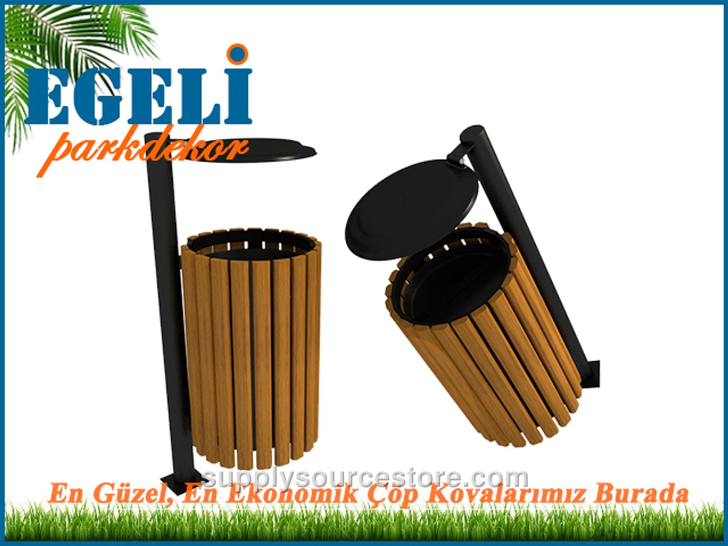 Outdoor Wooden Litter Bin