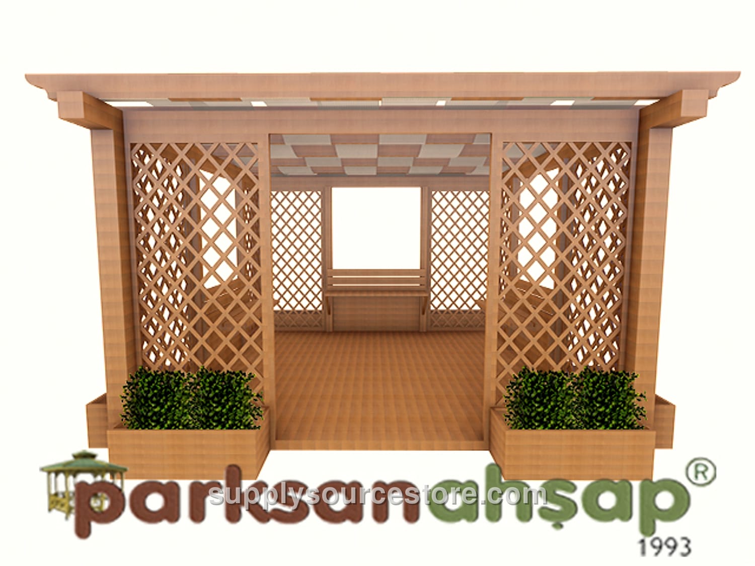 Wooden Lattice Pergola 400(L) x 400(W) x 270(H)