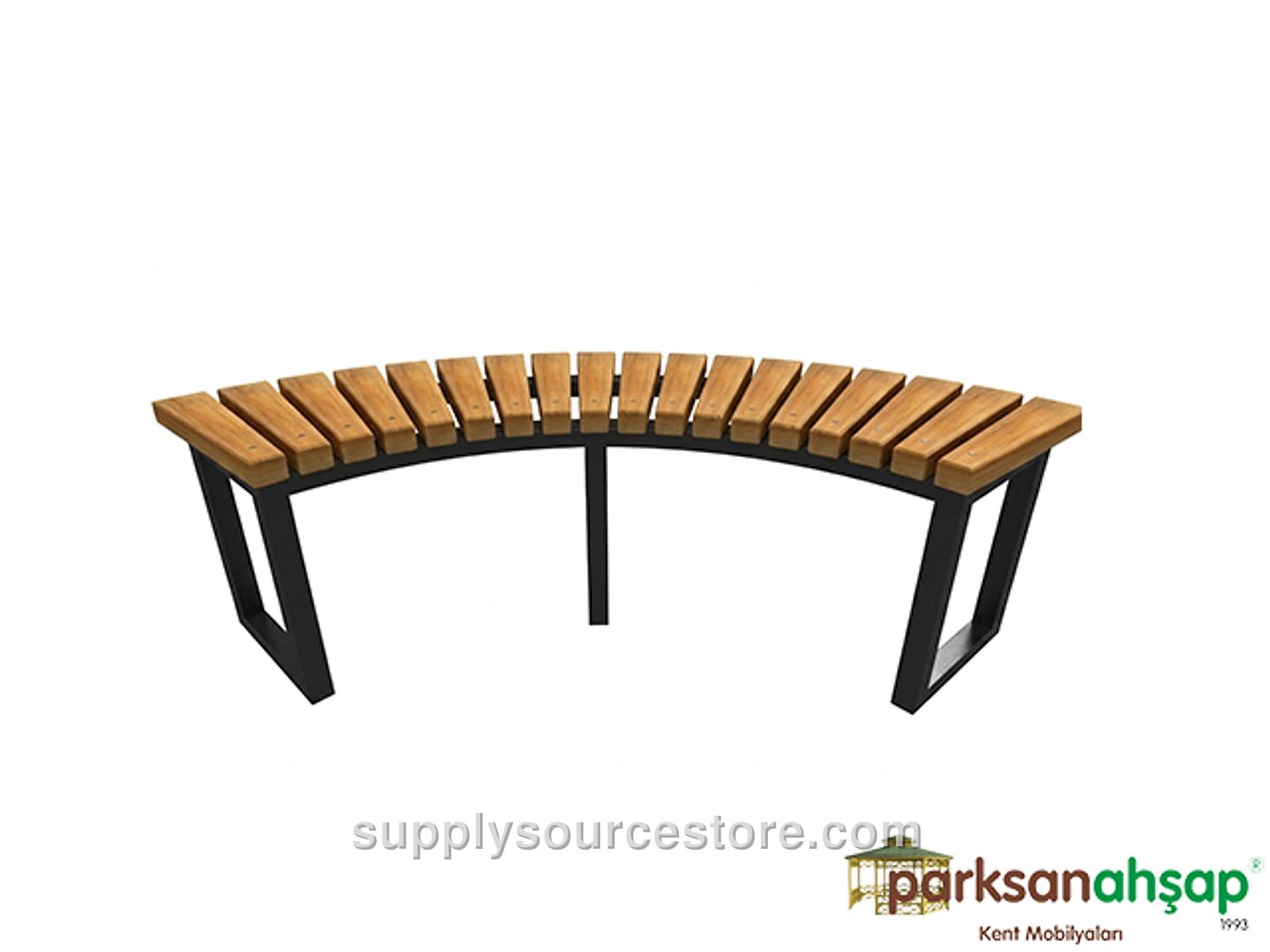 Wooden Metal Legs Oval Bench