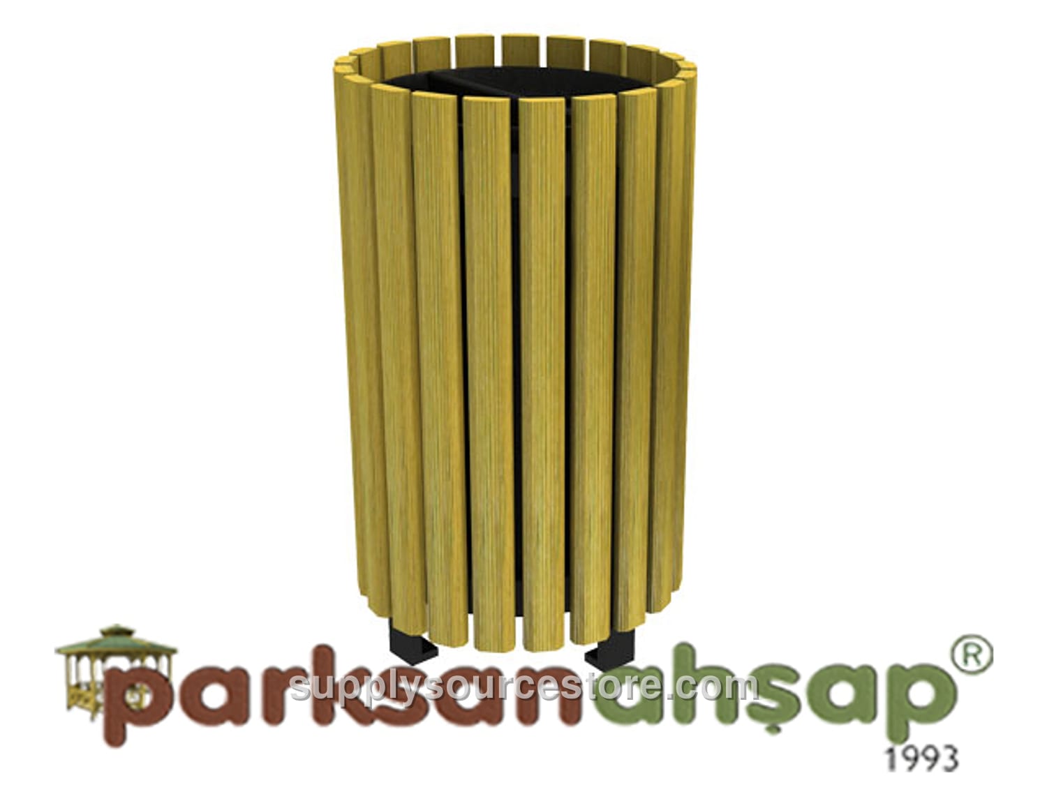 Wooden Outdoor Trash Can (Lidded) 35(W) x 57(H)