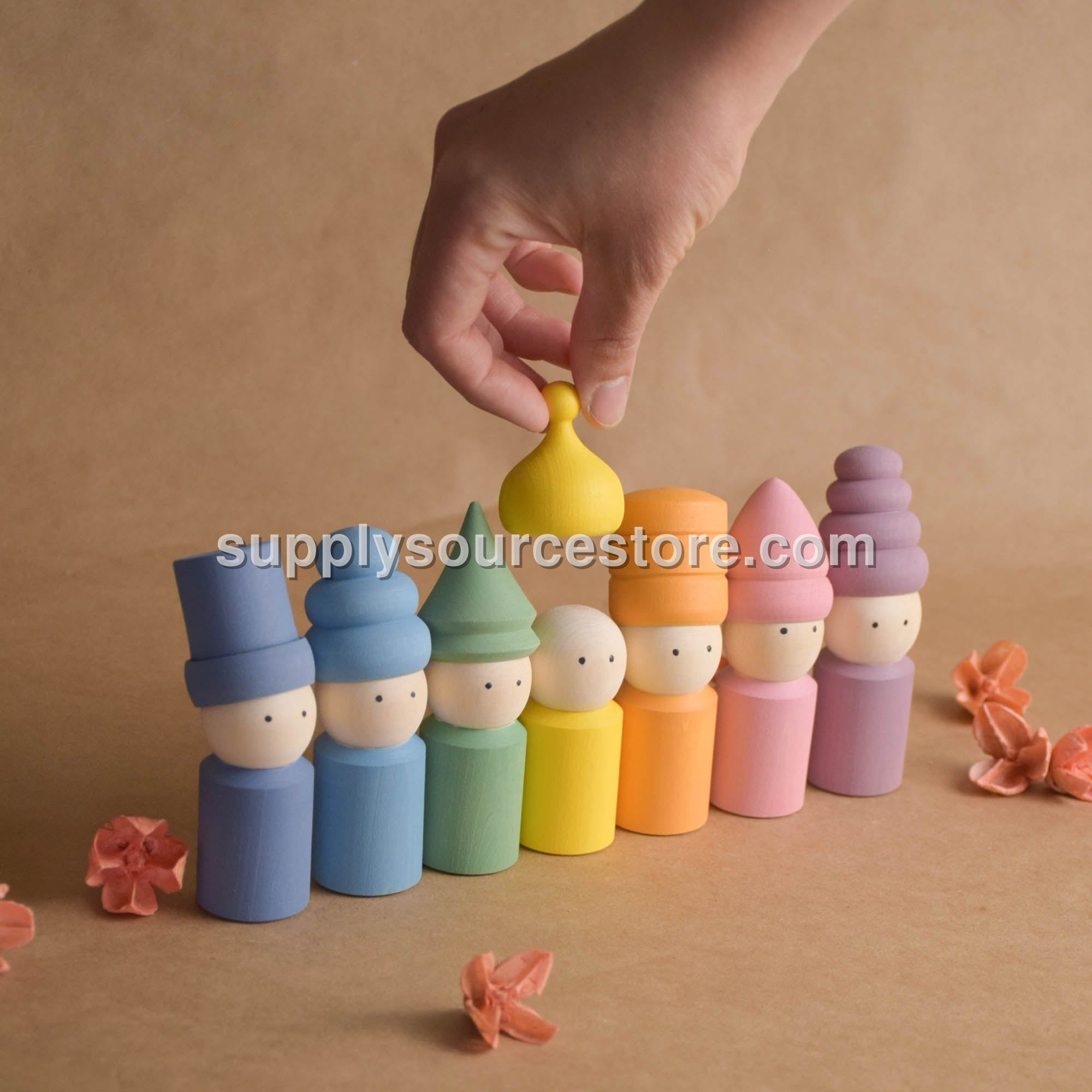 Pastel Peg Dolls with Opening Hats