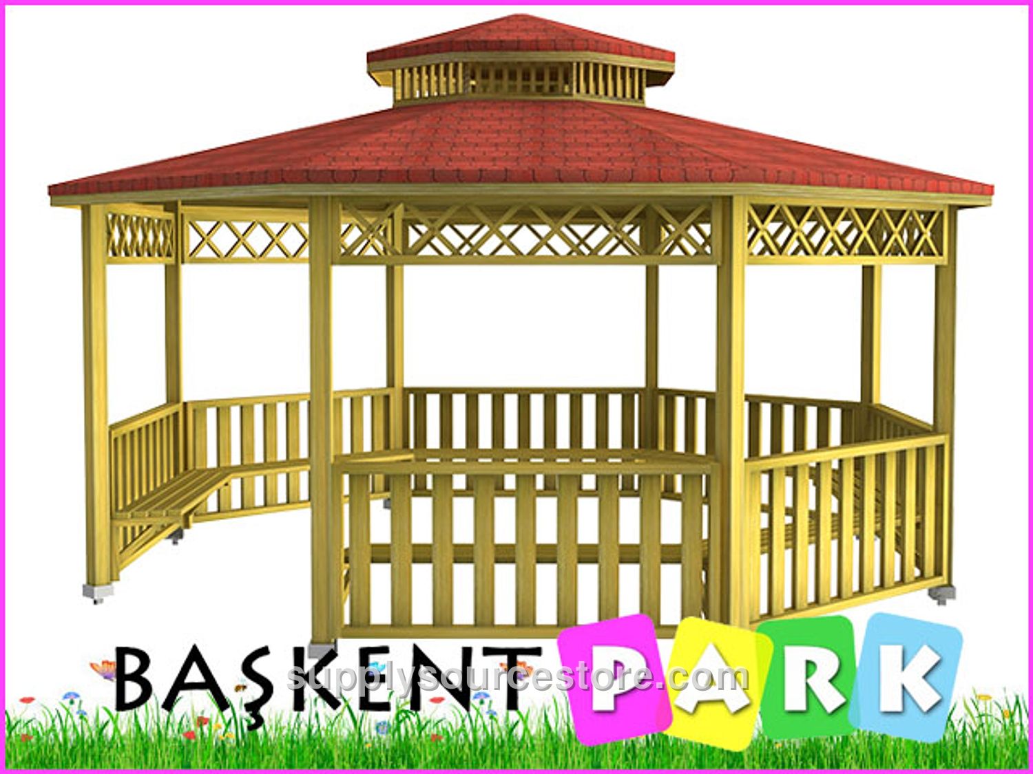 Wooden Octagonal Gazebo 500x500x330 (L×W×H)