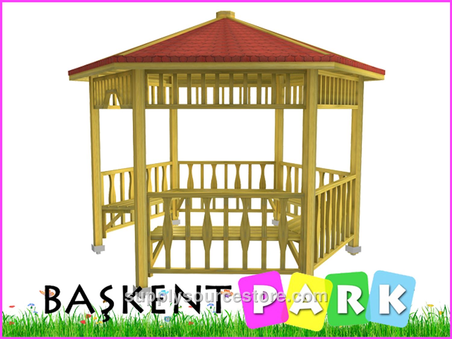 70121 Wooden Hexagonal Gazebo 300x300x290 (L*W*H)