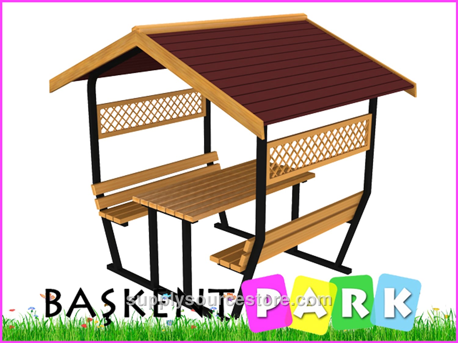 Covered Metal Picnic Table (295×180×282 mm (11.6 x 7.1 x 11.1 in))
