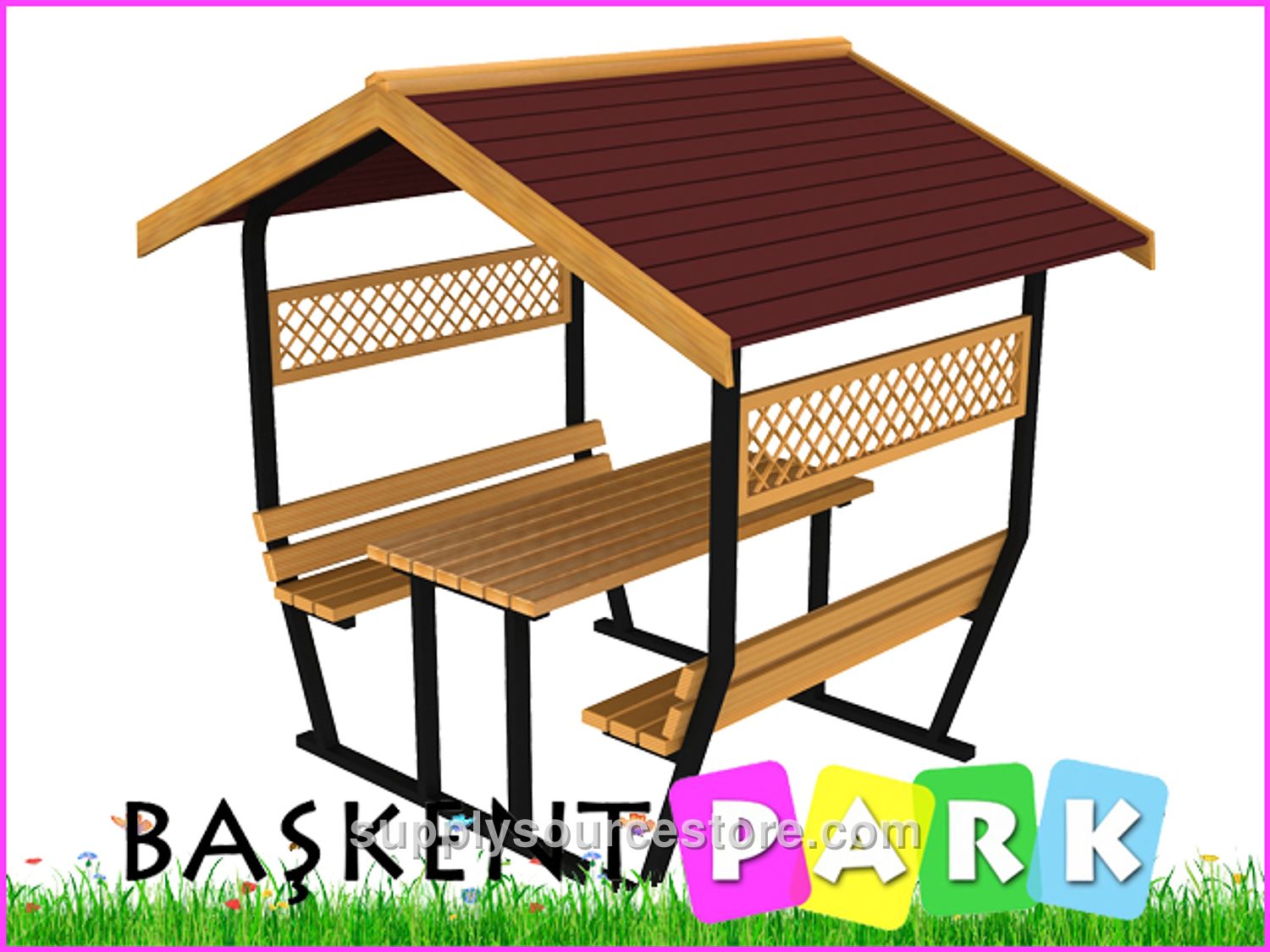 Covered Picnic Table (Metal) 295(L) x 180(W) x 282(H)