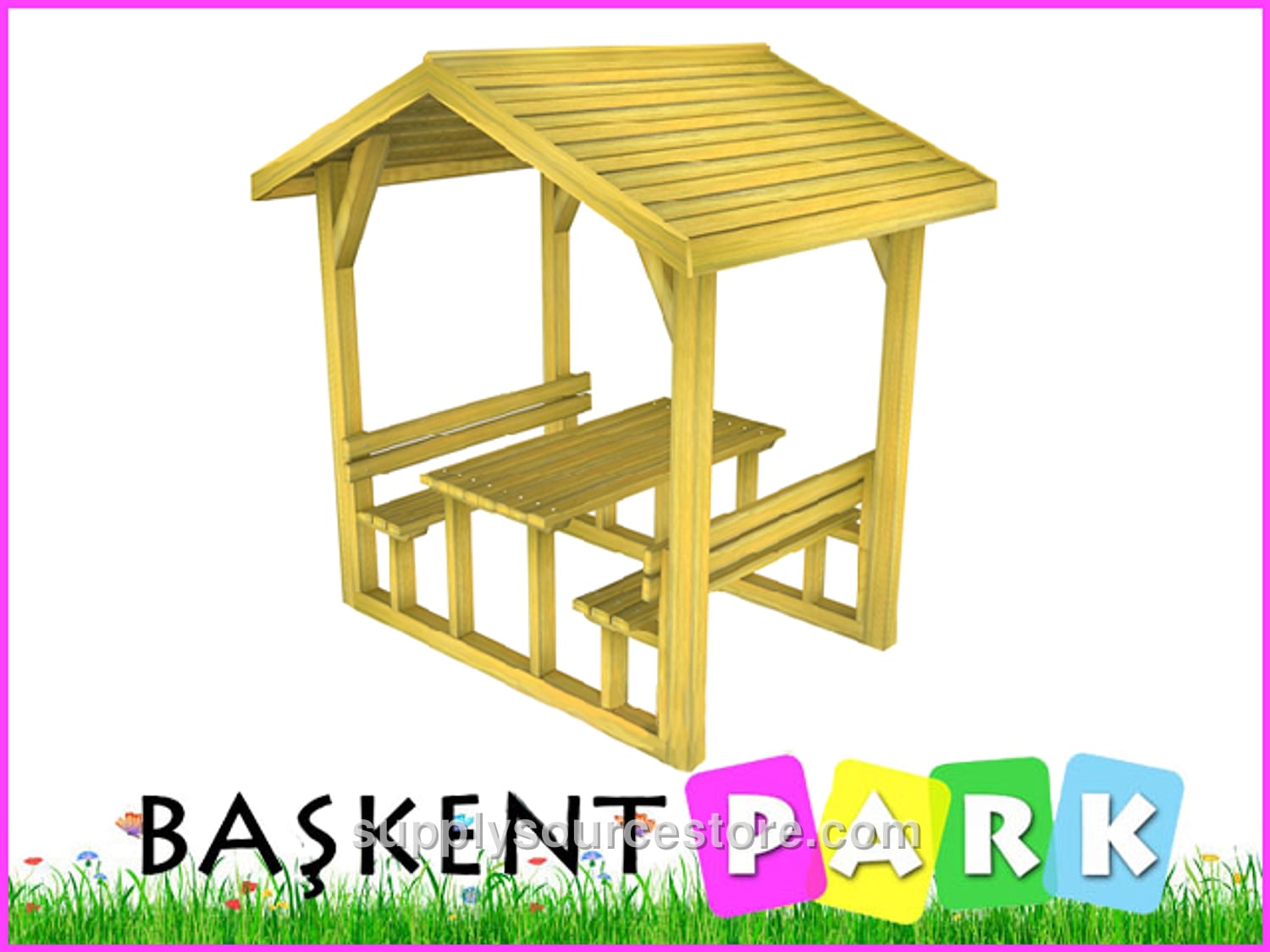 Covered Picnic Table (Wood) 210(L)x195(W)x250(H) · SS-012757