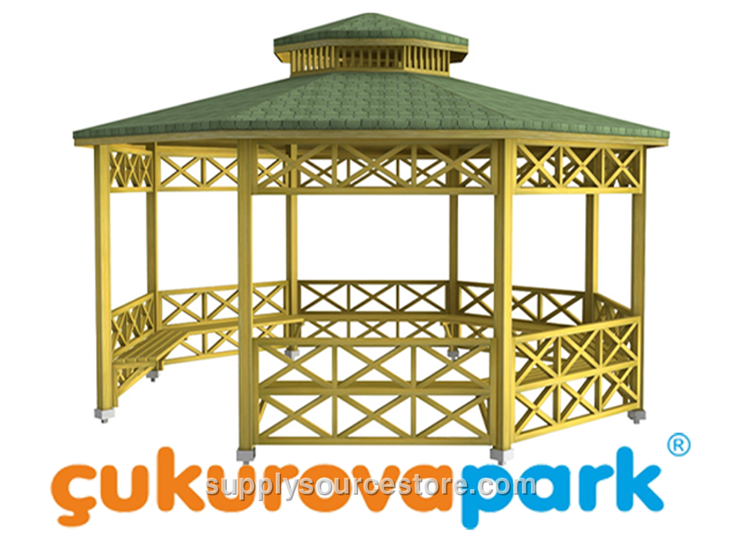 Wooden Octagonal Picnic Gazebo 500(L)x500(W)x330(H)