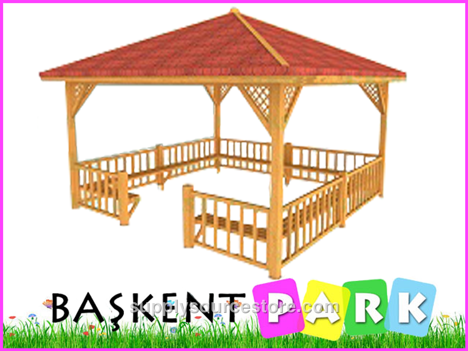 Wooden Picnic Gazebo Square 400(L) x 400(W) x 300(H)