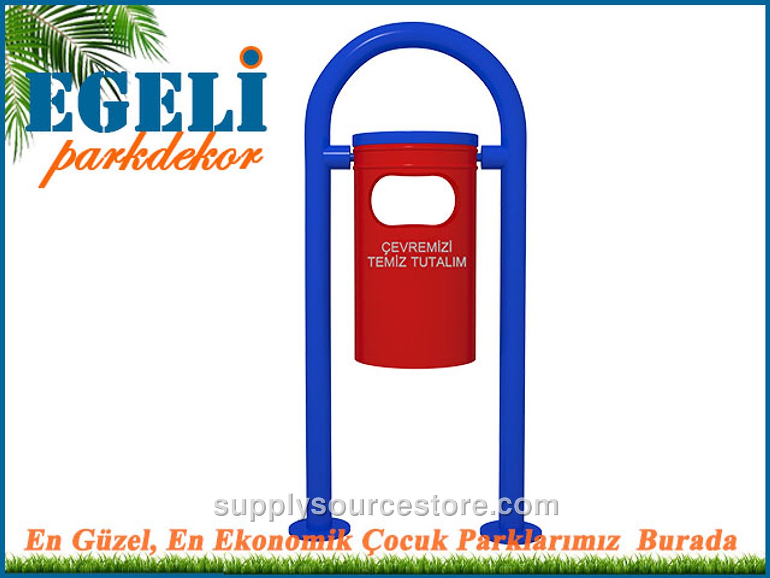 CapitalPark Outdoor Metal Litter Bin