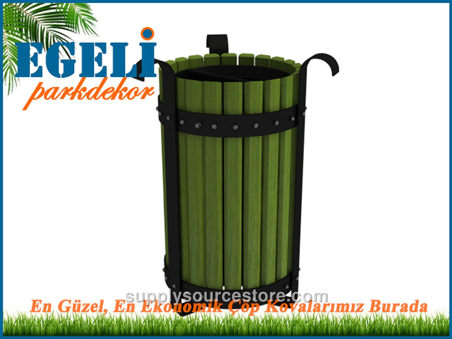 Capital Park Outdoor Wooden Litter Bin