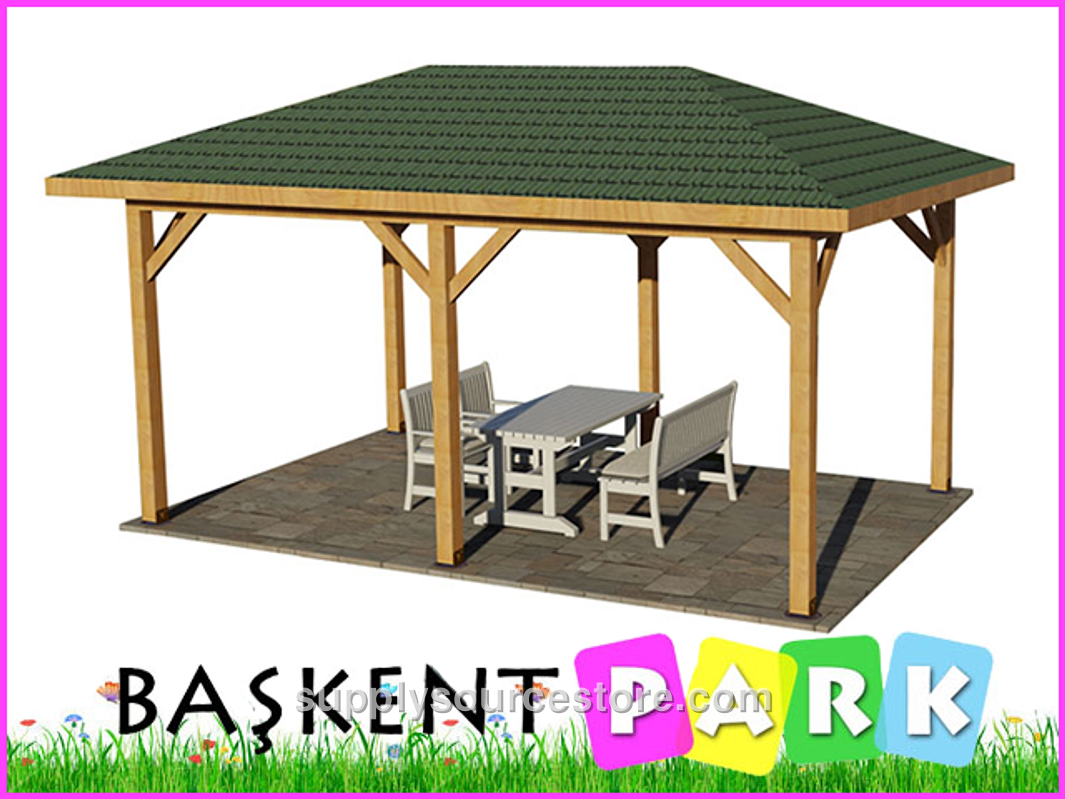 Wooden Rectangular Gazebo 300x500x330 (LxWxH)