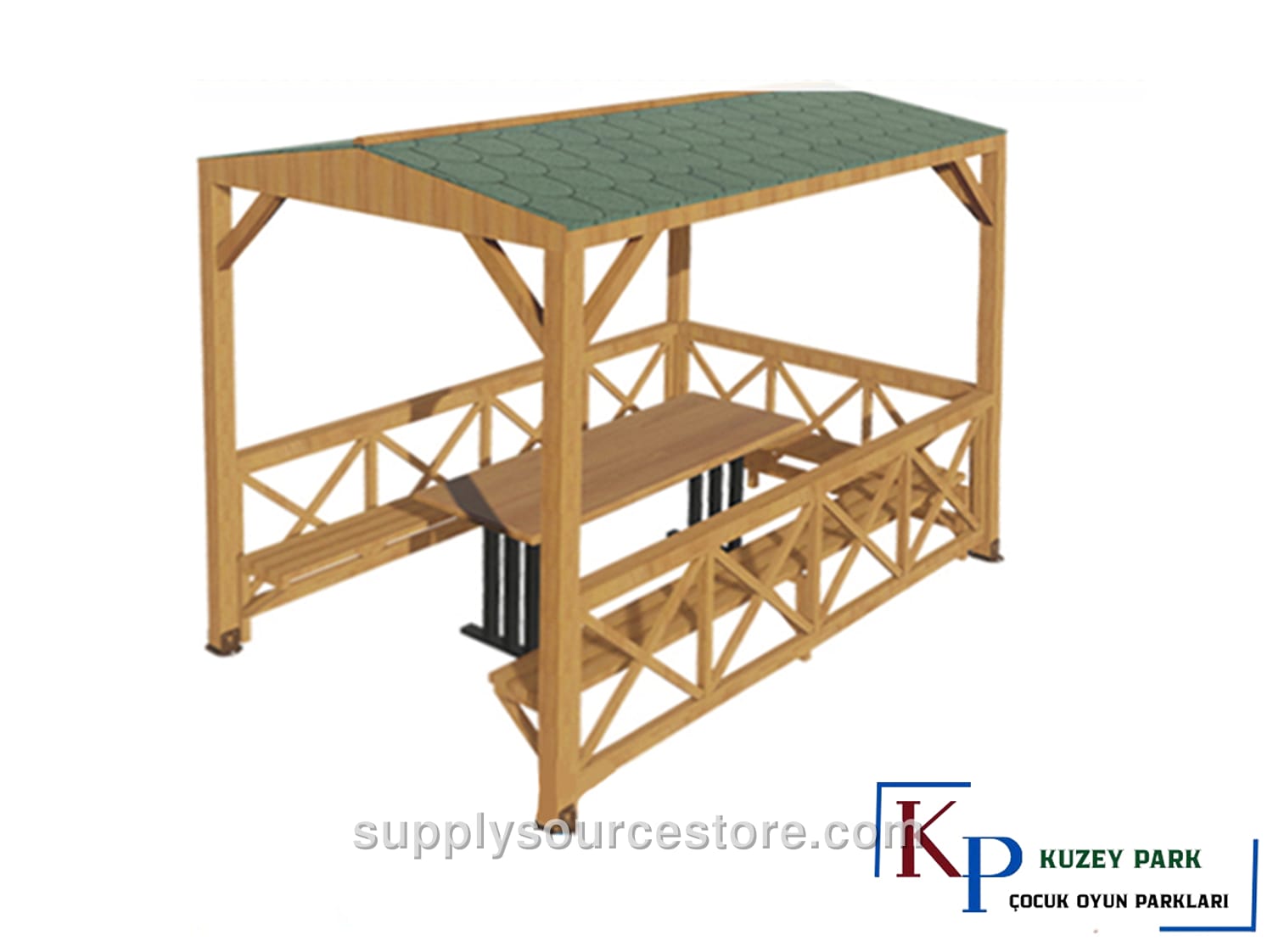 Wooden Picnic Gazebo Pavilion 265X215X240 (L×W×H)