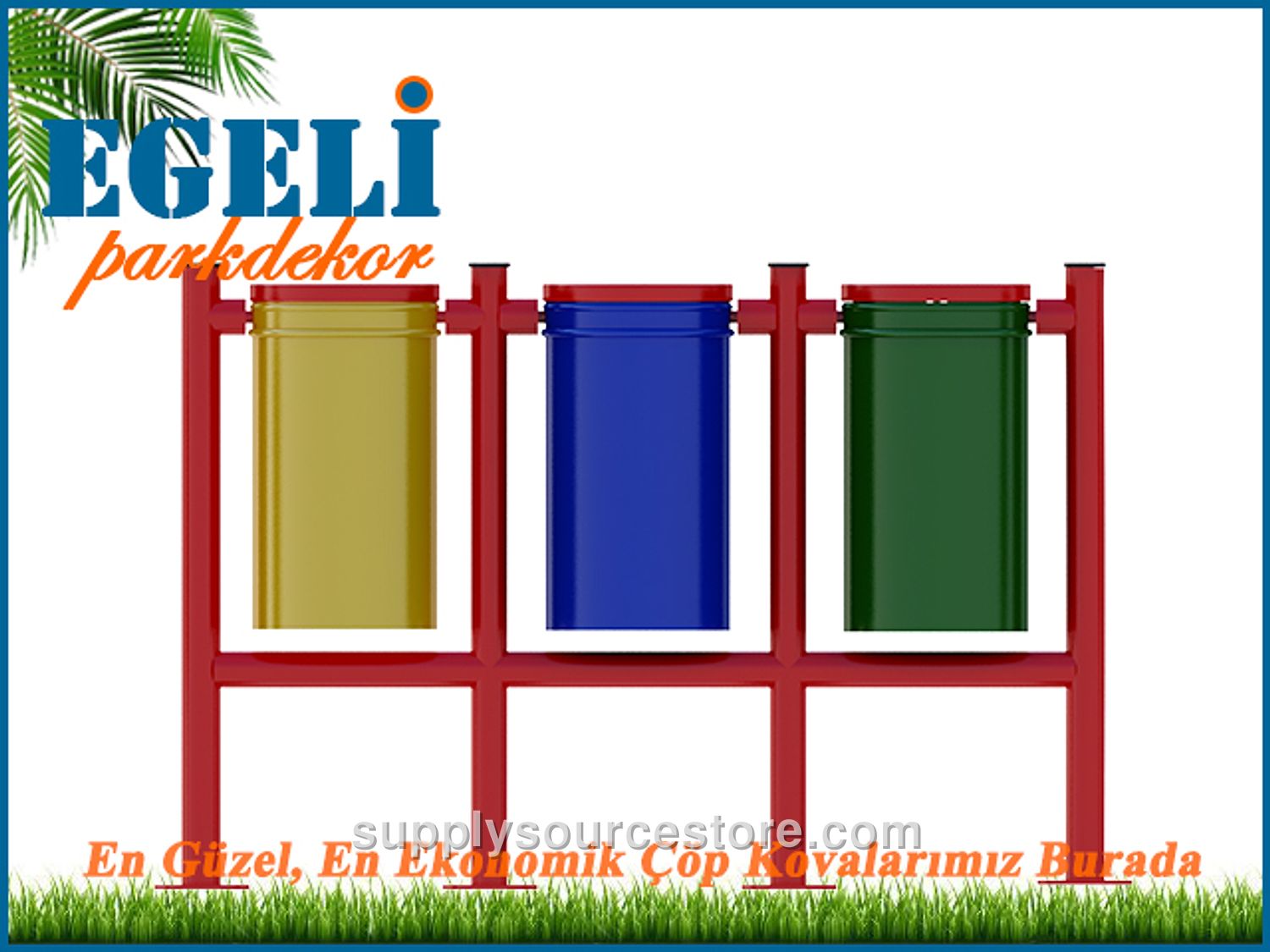 Capital Park Outdoor Metal Trash Can
