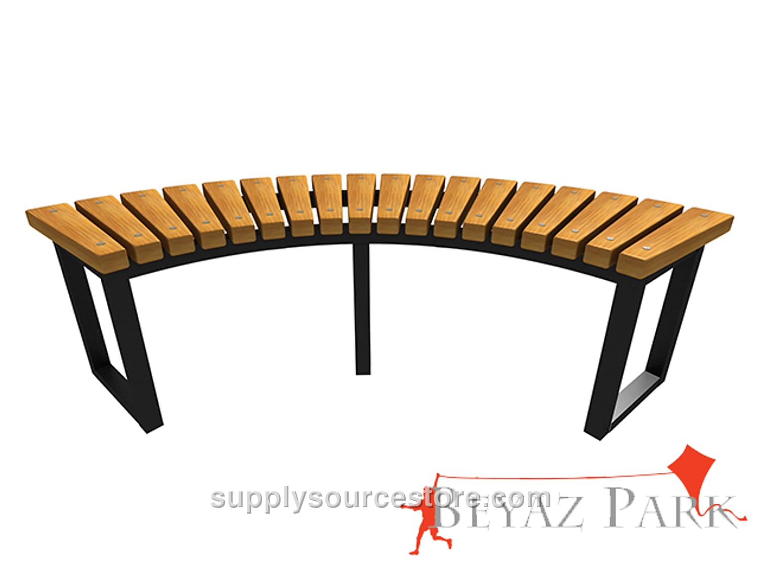 Wooden Oval Bench with Metal Legs