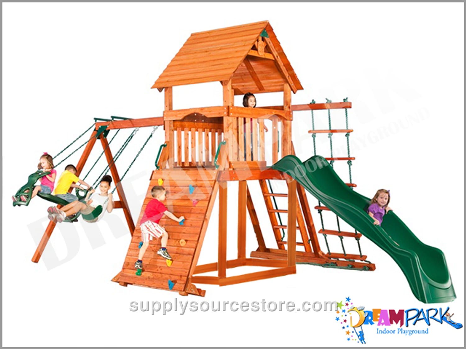 Wooden Slide Climbing Playhouse · SS-012893