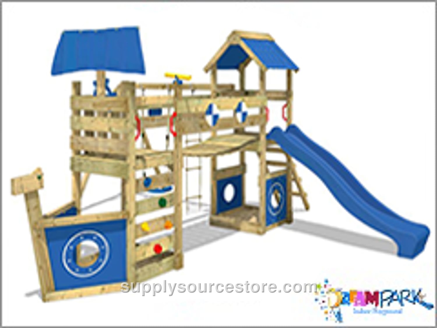 Wooden Slide Climbing Playhouse · SS-012894