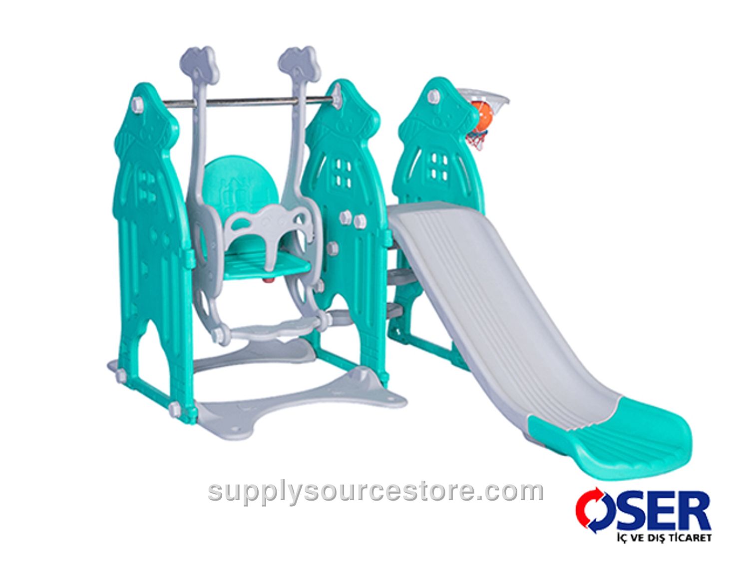 Cute Frog Mushroom Pot Swing and Slide Set