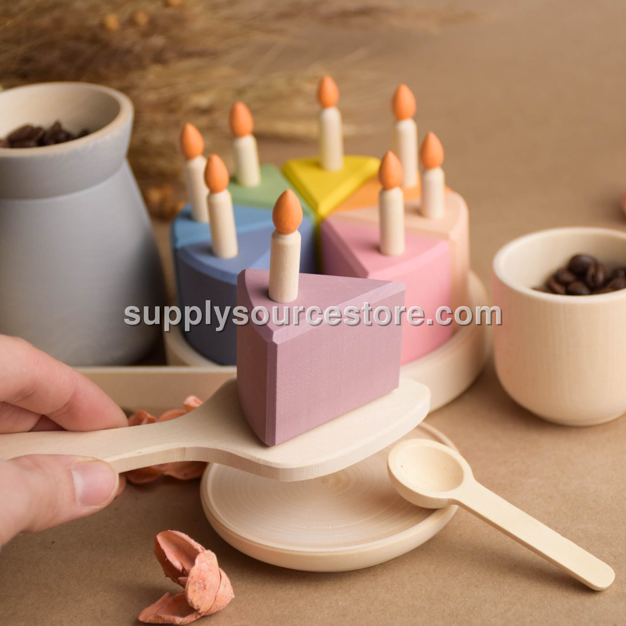 Coffee Set and Cake with Candles