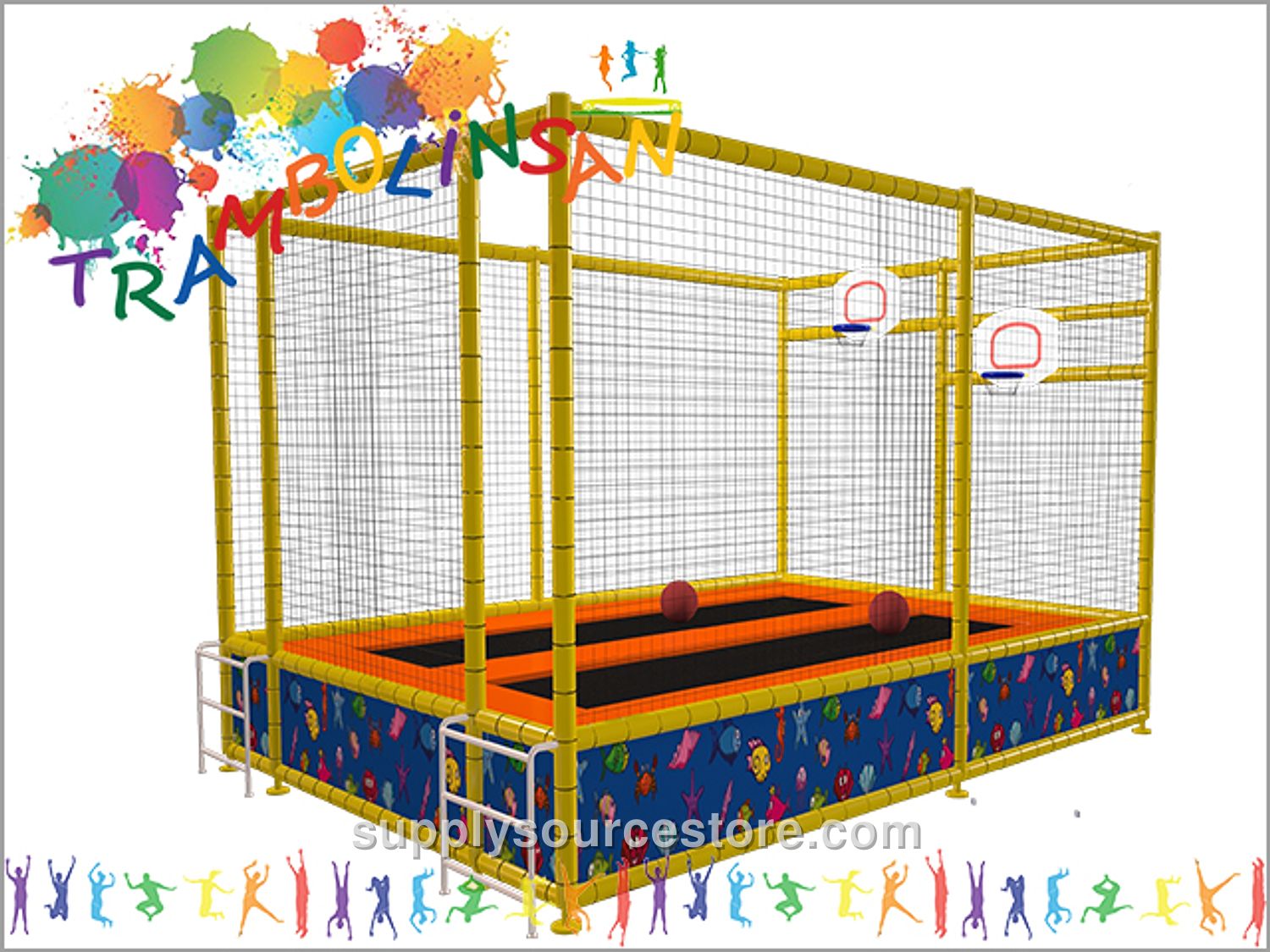 Dual Basketball Hoop Trampoline