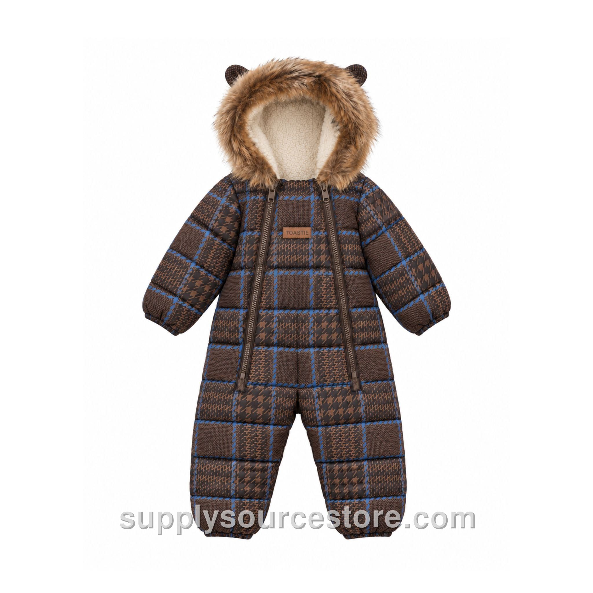 Cloud Onesie Fur Trim Snowsuit - Darcy Check