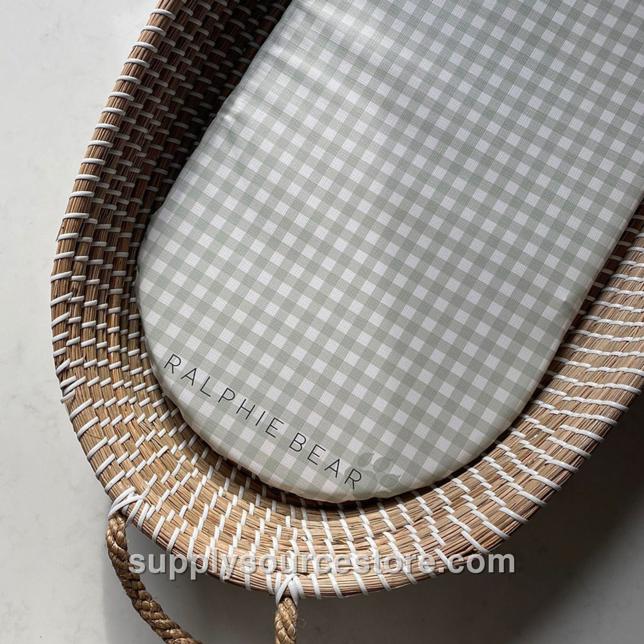 Changing Basket Mat Liner - Gingham Sage