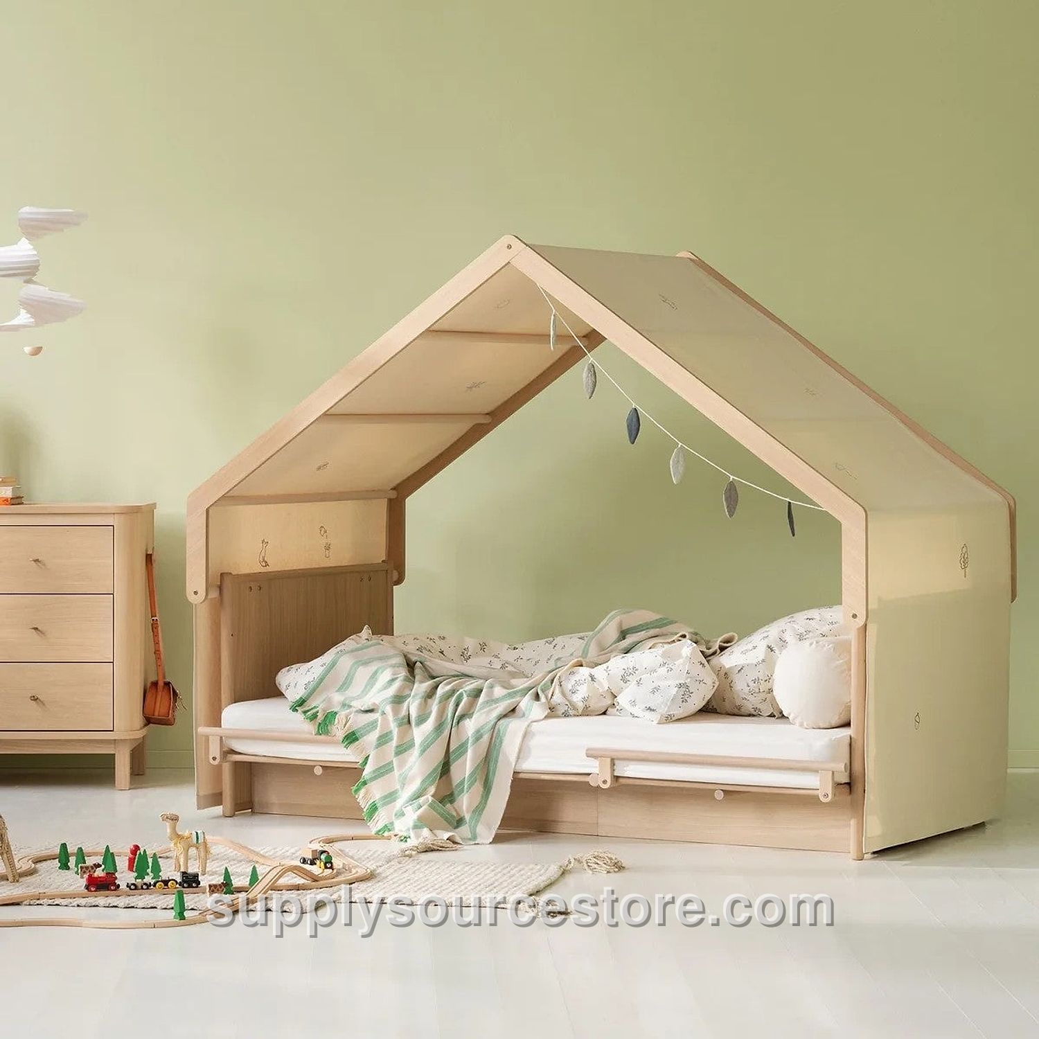 Camp Novel Bed House Roof Canopy - Embroidered