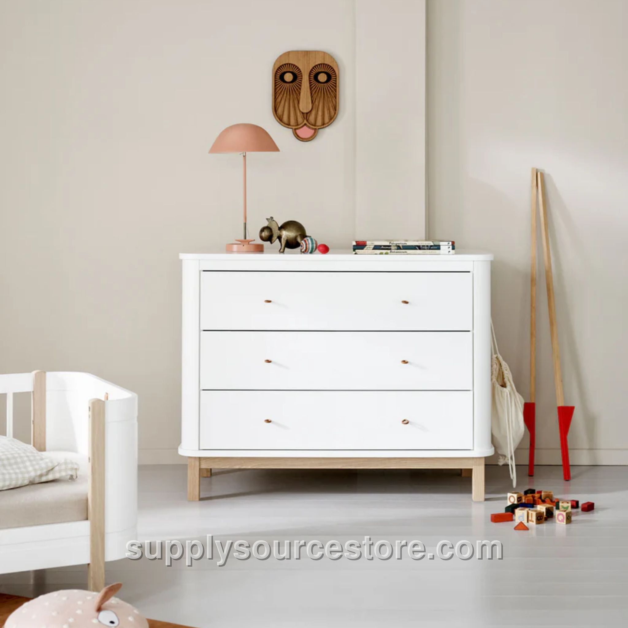 Wood Original 3 Drawer Dresser - White/Oak
