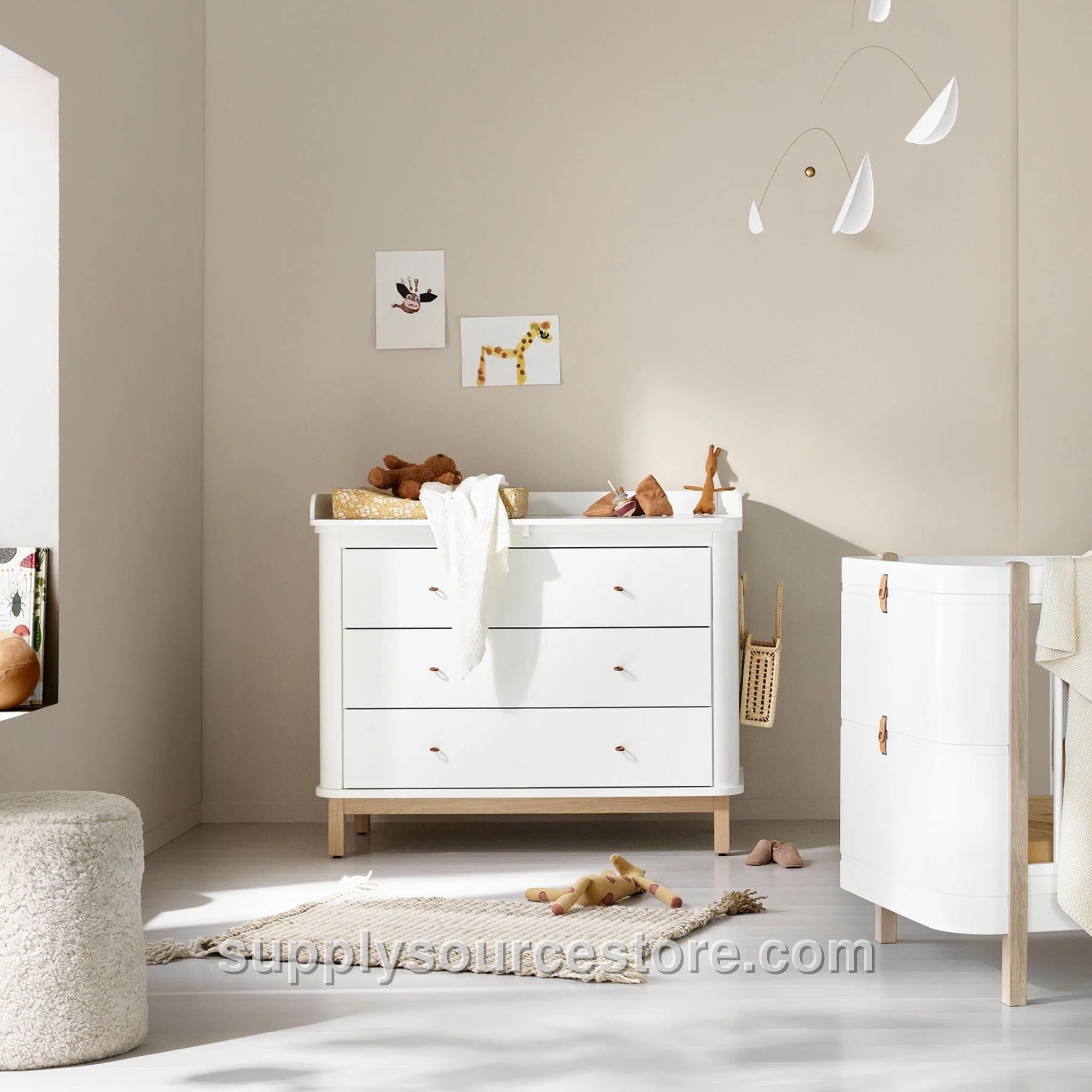 Wood Original 3 Drawer Nursery Dresser & Changer - White/Oak