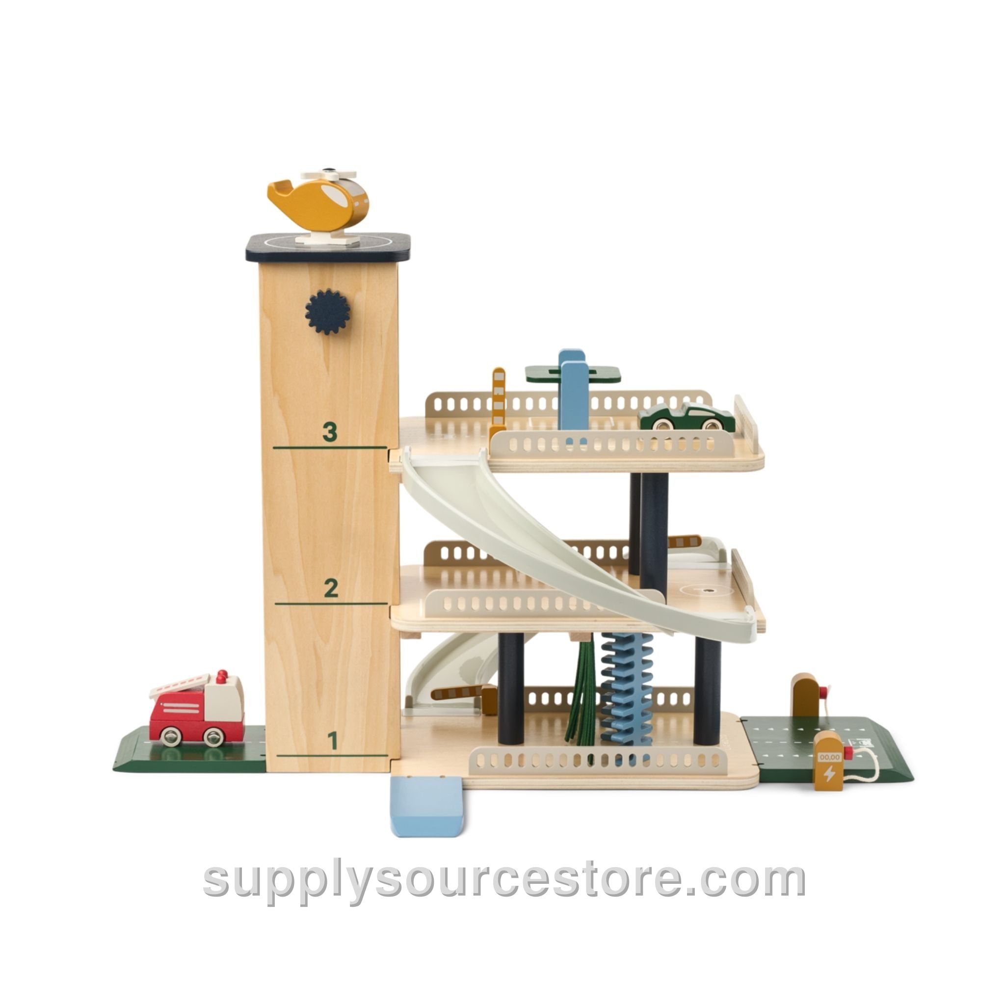 Jordy Wooden Multi Play Parking Tower - Beach Blue Multi Mix