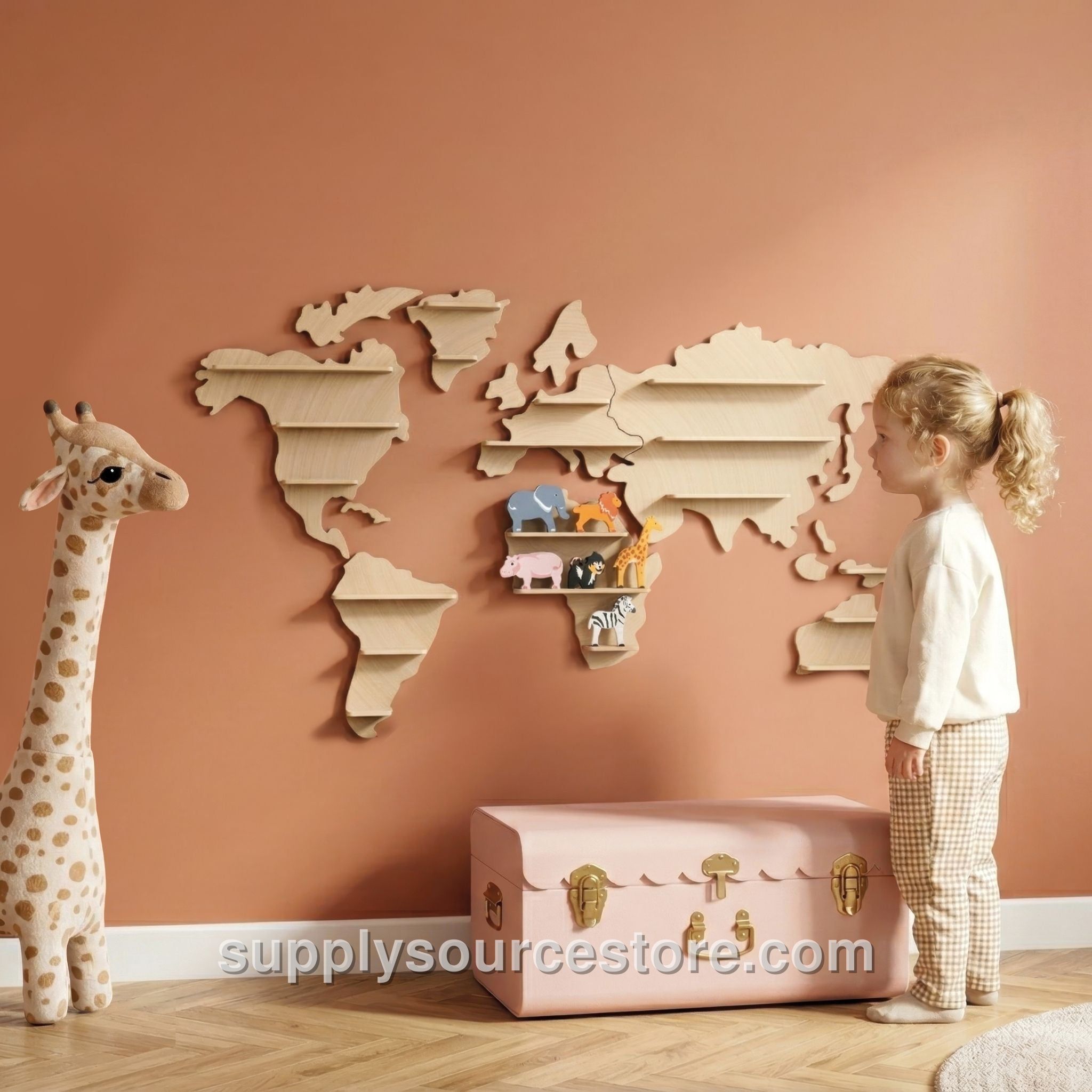 World Map Animal Shelf