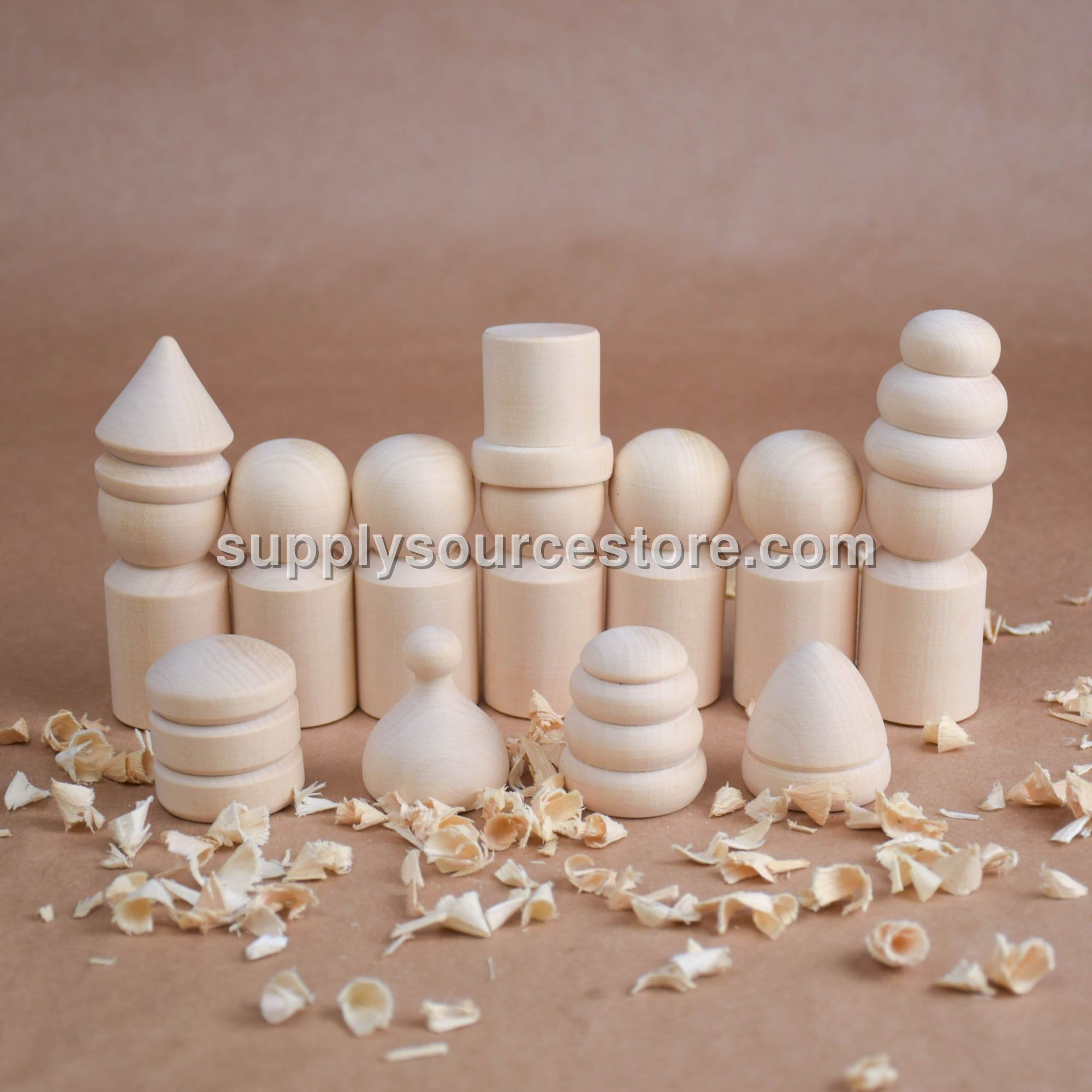 Natural Peg Dolls with Opening Hats
