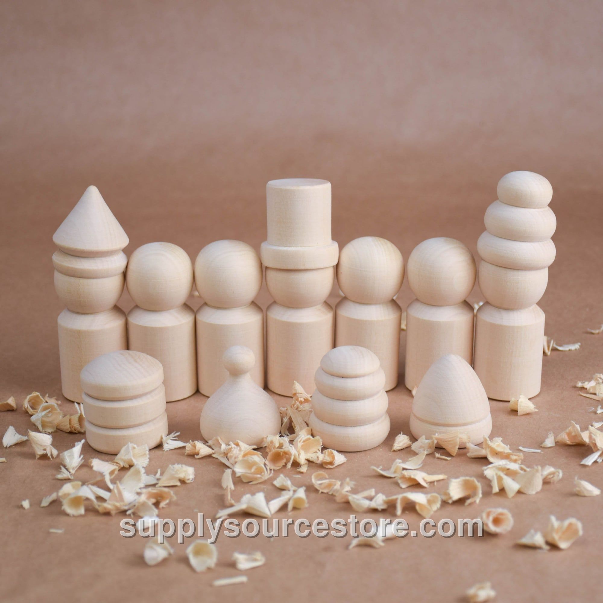 Natural Peg Dolls with Opening Hats