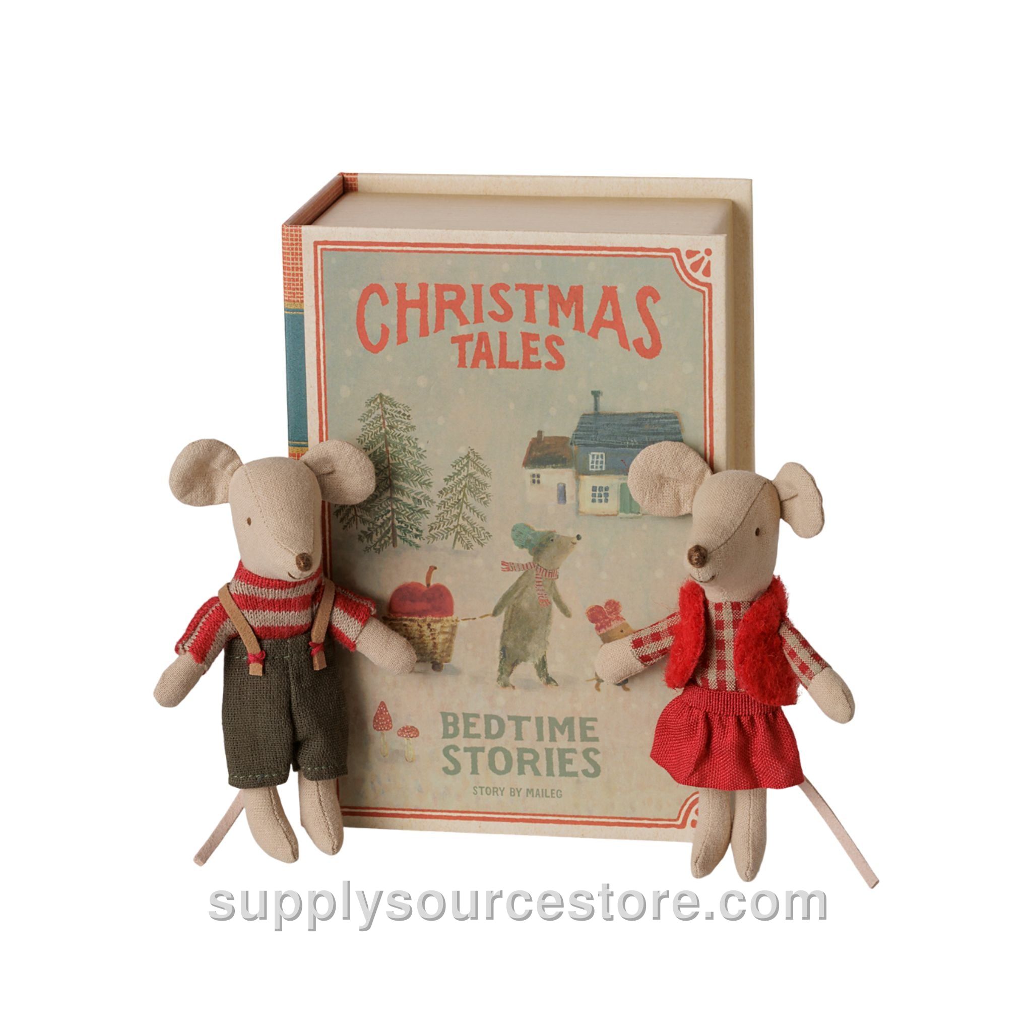 Christmas Little Sister And Brother Twin Mice In Book