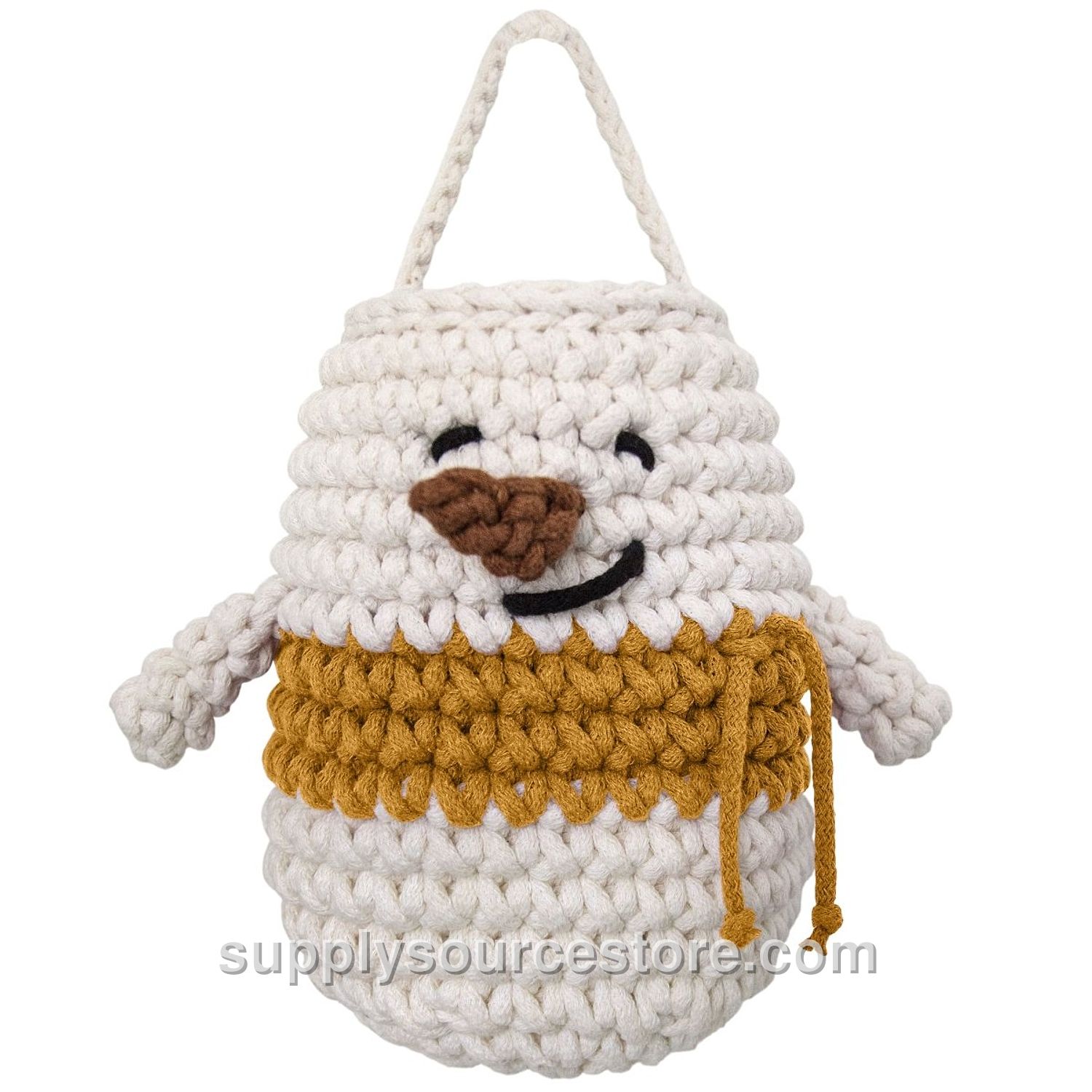 Snowman Hanging Basket - Mustard