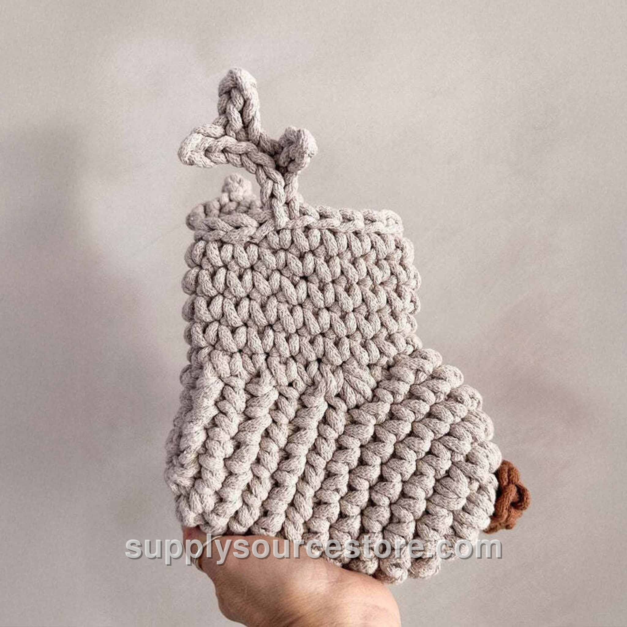 Crochet Cinnamon Nosed Reindeer Stocking - Oatmeal