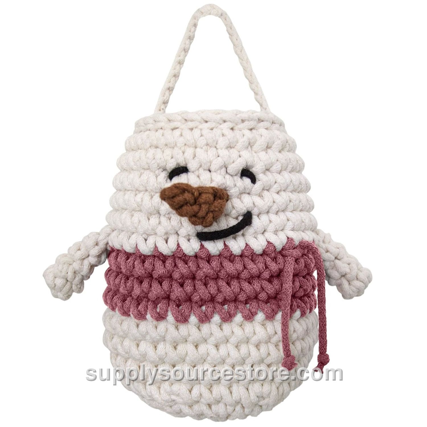 Snowman Hanging Basket - Old Rose